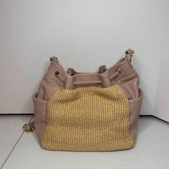 Unica Firenze Italian Leather Straw Large Designer Purse Bag Chain Strap - Picture 7 of 12